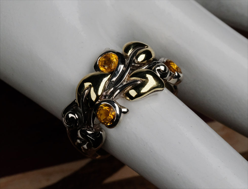 Thumbnail: Pre-Owned Barbara Bixby Sterling 18K Vine & Leaf Citrine Ring Sz 6
