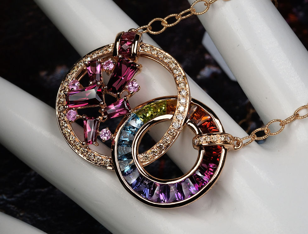 Thumbnail: NEW Bellarri "Rhapsody" 14K RG Multi-Gem Rhodolite Necklace