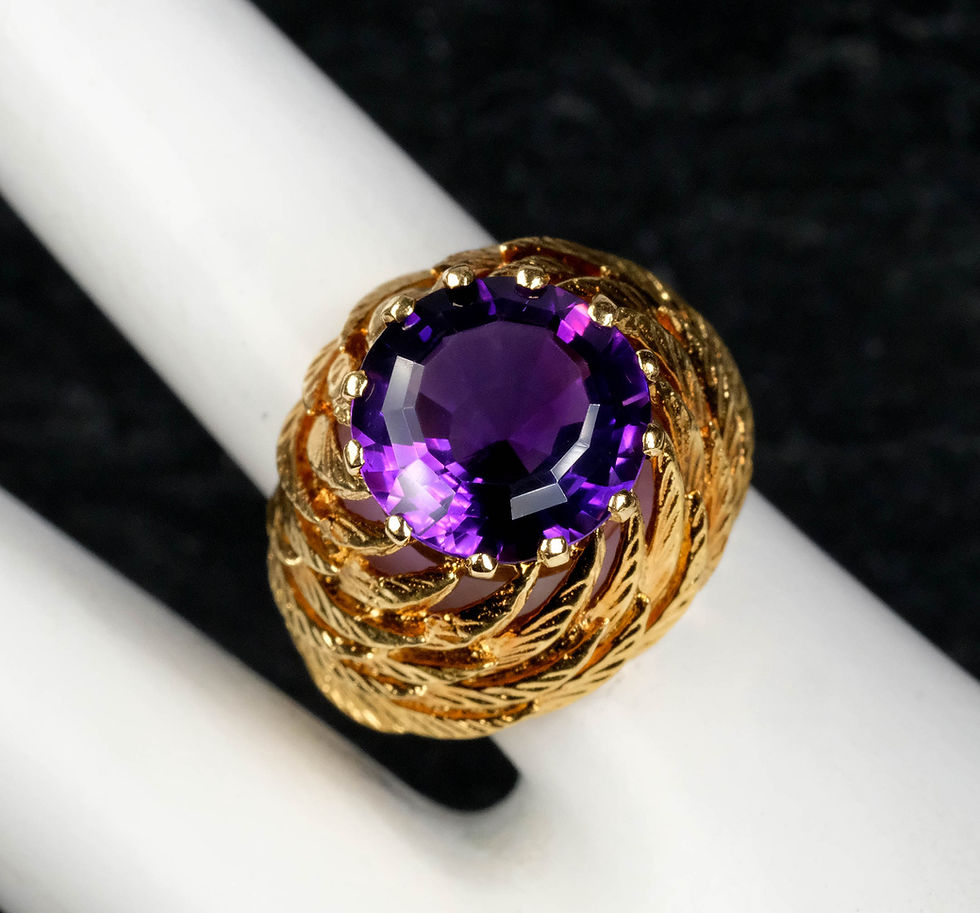 Thumbnail: Pre-Owned 18K YG Vintage BTF Belgium Amethyst Tornado Ring Size 6.75