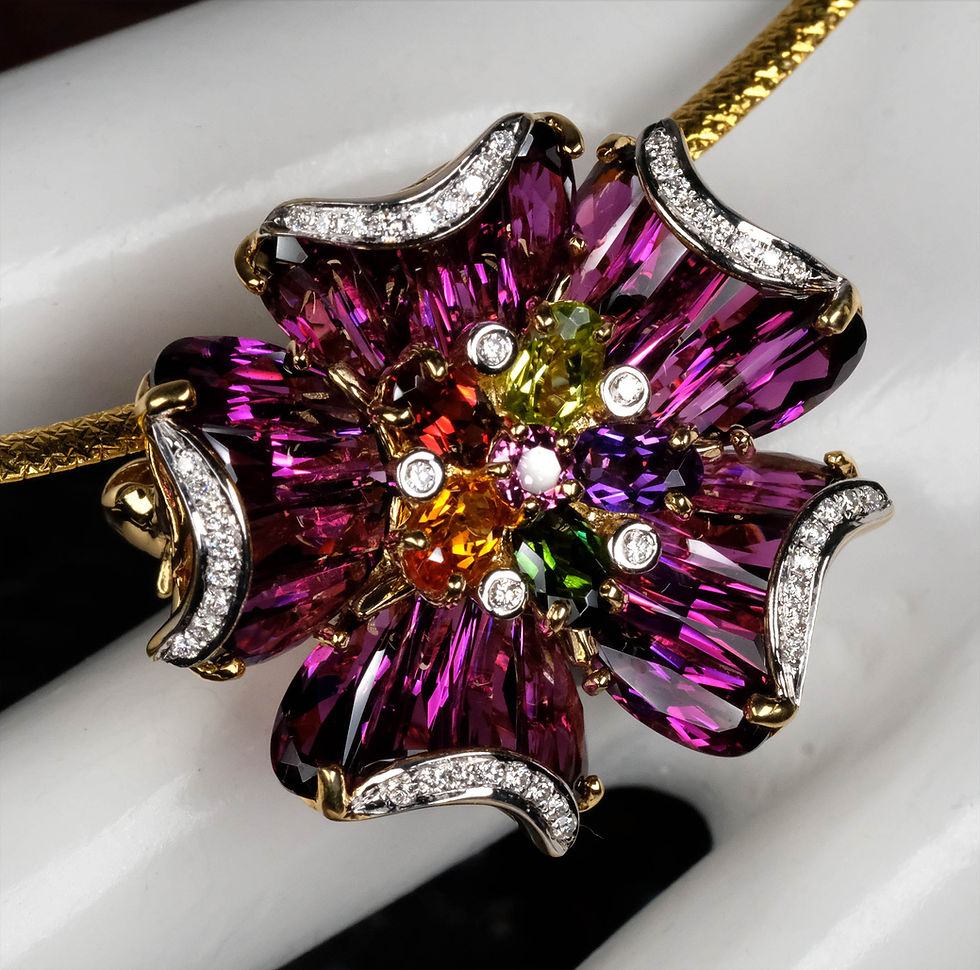 Thumbnail: NEW Bellarri "Marietta" 18K YG Multi-Gem Brooch Pendant