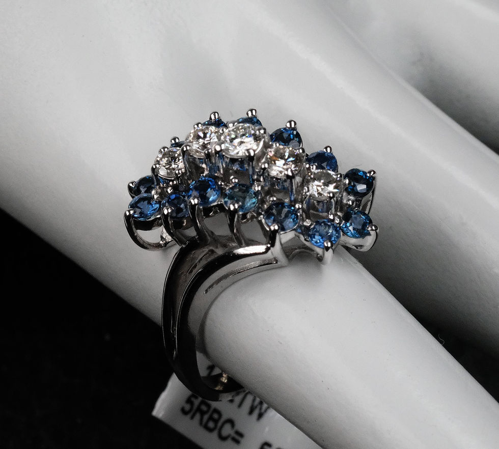 Thumbnail: Pre-Owned 14K WG Sapphire & .55ct Diamond Ring 6.4gm Size 5.5