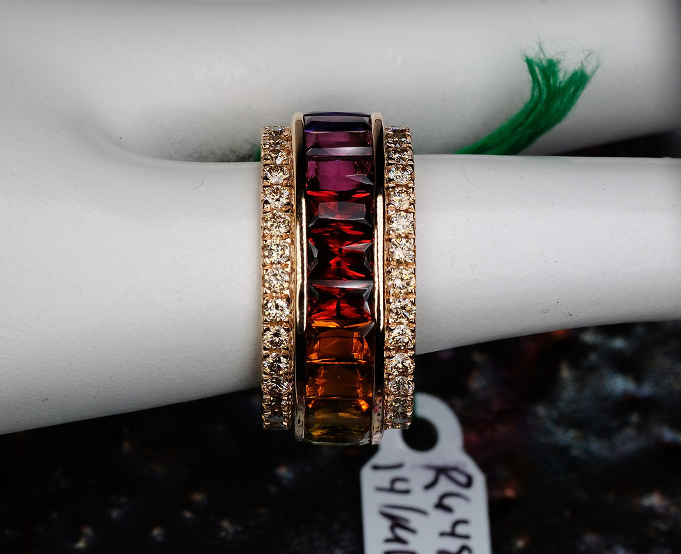 Thumbnail: NEW Bellarri "Eternal Love" 14K RG Multi-Gemstone Diamond Ring Sz 7.5
