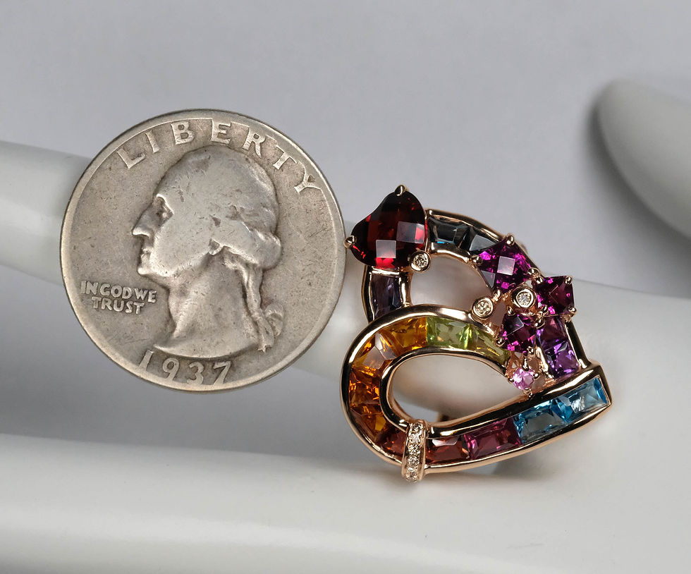 Thumbnail: Bellarri "Sweetheart" 14K Rose Gold Multi-Gem Red Garnet Pink Sapphire Ring