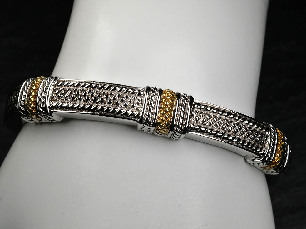 Thumbnail: Pre-Owned Judith Ripka JR Two JRII Sterling 18K Diamond Cuff Bracelet