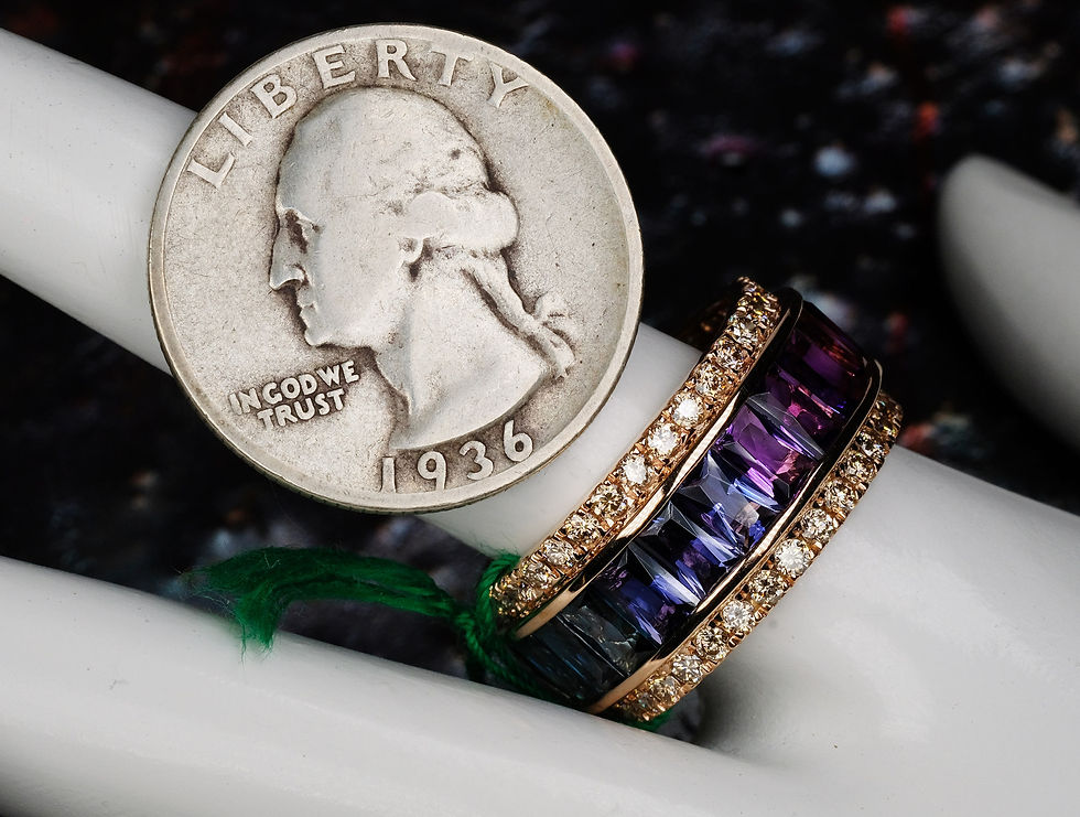 Thumbnail: NEW Bellarri "Eternal Love" 14K RG Multi-Gemstone Diamond Ring Sz 7.5