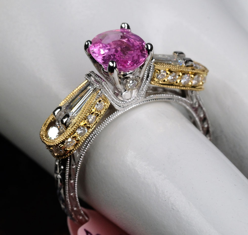Thumbnail: NEW Bellarri "Dynasty" 18K Y&W Pink Tourmaline Diamond Ring Sz 7