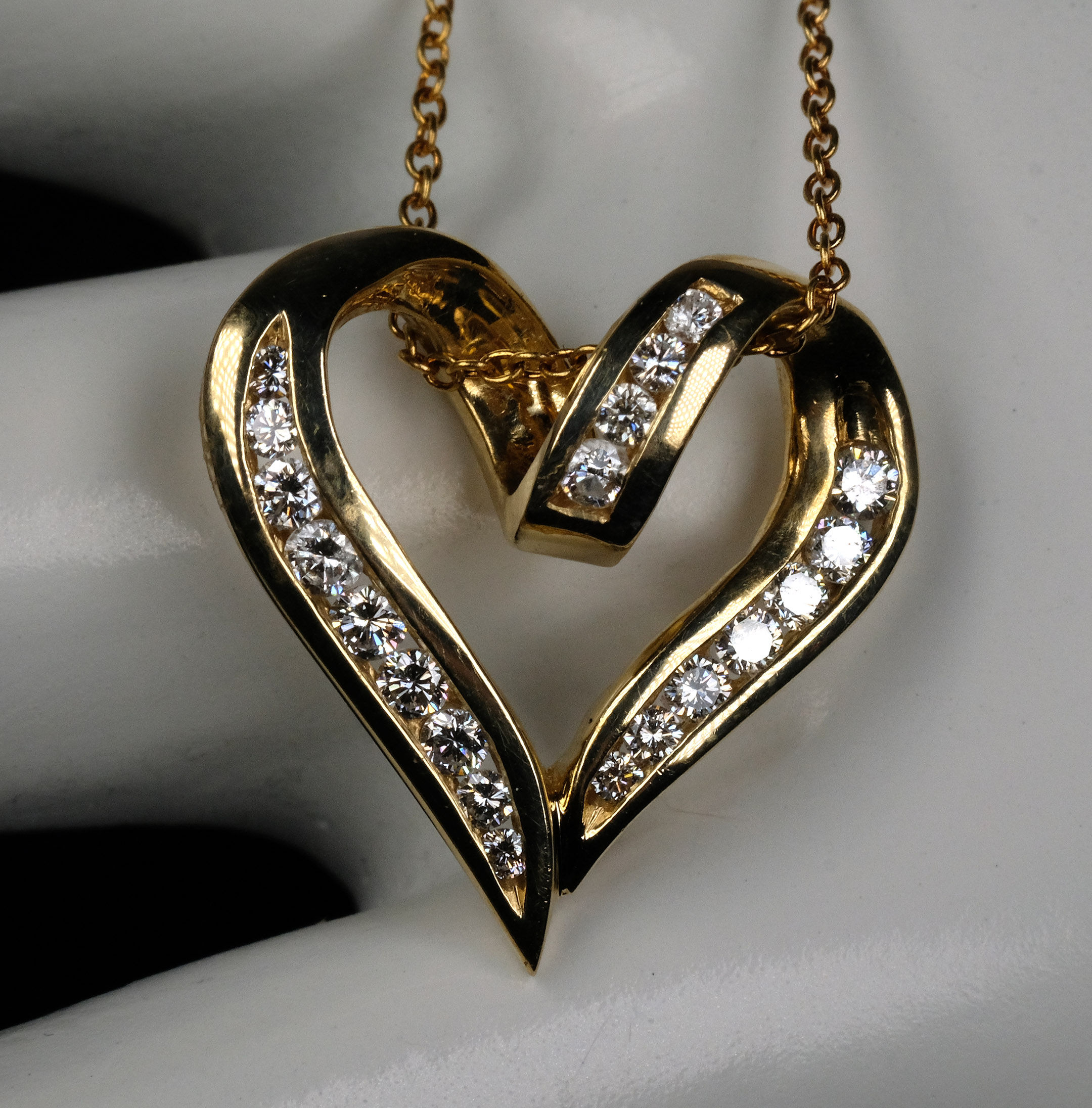 Pre-Owned 14K YG Diamond Heart Pendant .44ctw G/H VS2 + Chain