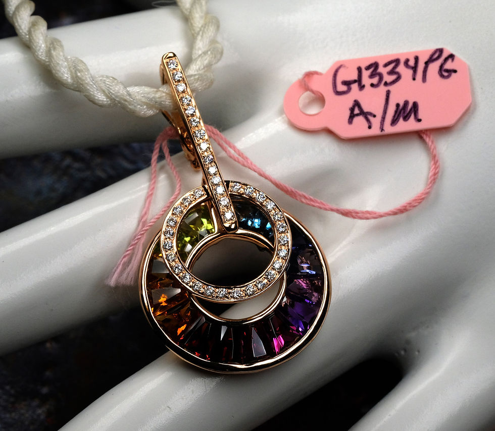 Thumbnail: NEW Bellarri "Poetry in Motion" 18K RG Multi-Gemstone Pendant