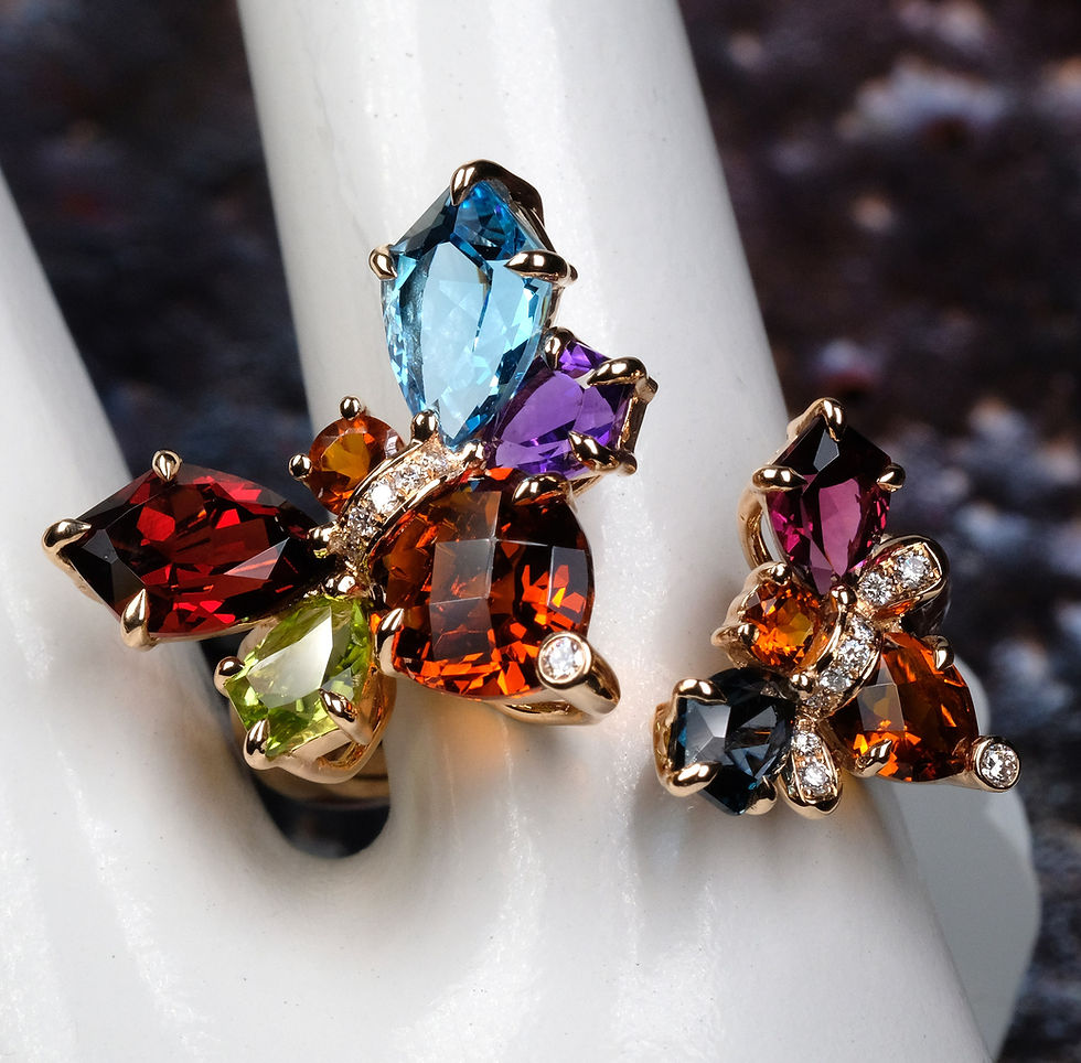 Thumbnail: NEW Bellarri "Queen Bee" 14K RG Multi-Gemstone Diamond Ring