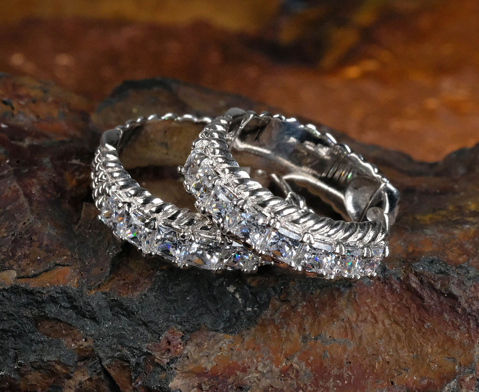 Thumbnail: Pre-Owned Judith Ripka Sterling Silver CZ Huggie Hoop Earrings