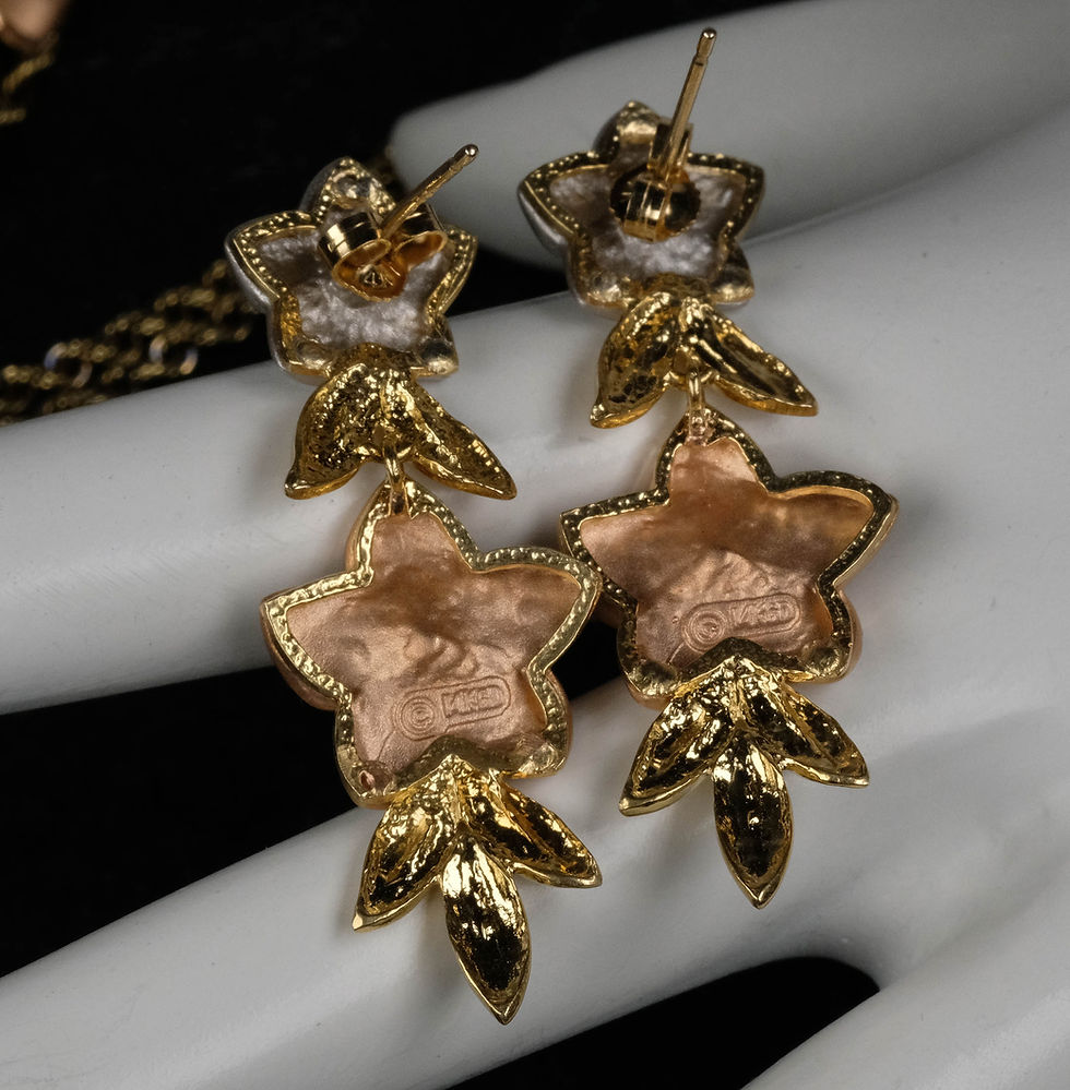Thumbnail: Pre-Owned 14K Tri-Color Bracelet Necklace Earrings Set 53gms