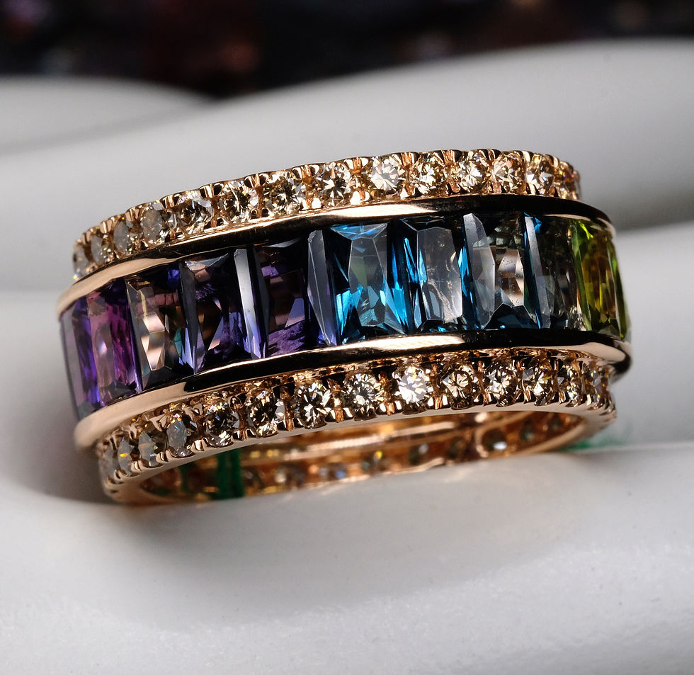 Thumbnail: NEW Bellarri "Eternal Love" 14K RG Multi-Gemstone Diamond Ring Sz 7.5