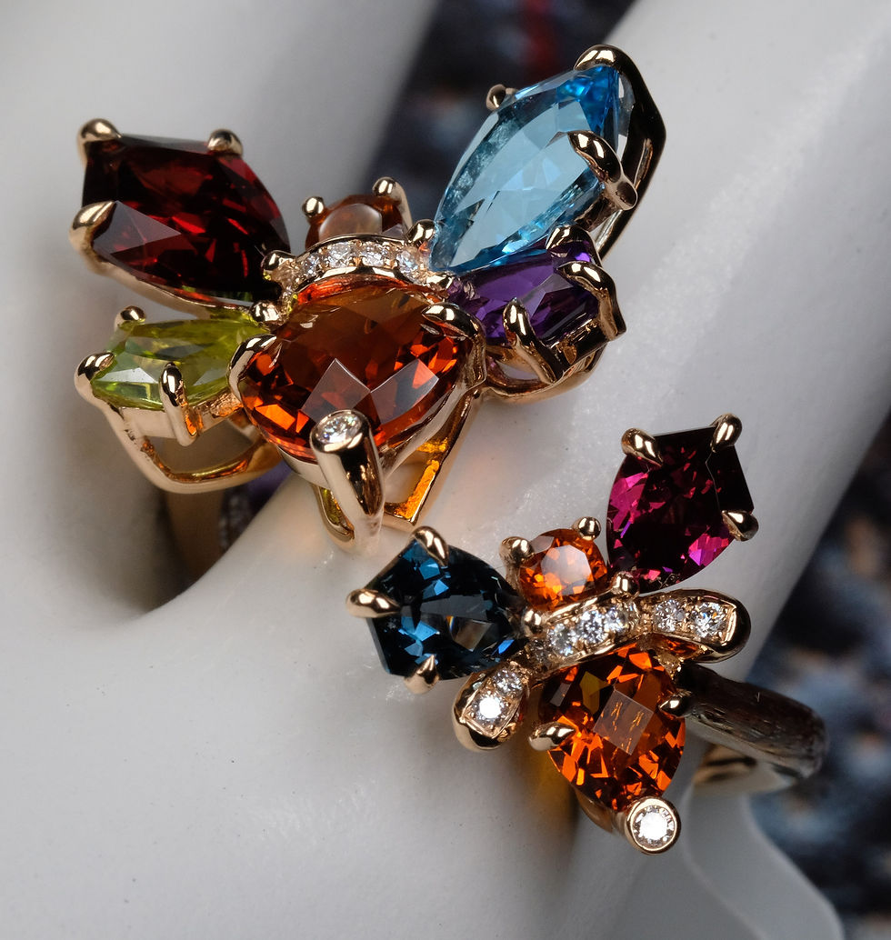 Thumbnail: NEW Bellarri "Queen Bee" 14K RG Multi-Gemstone Diamond Ring