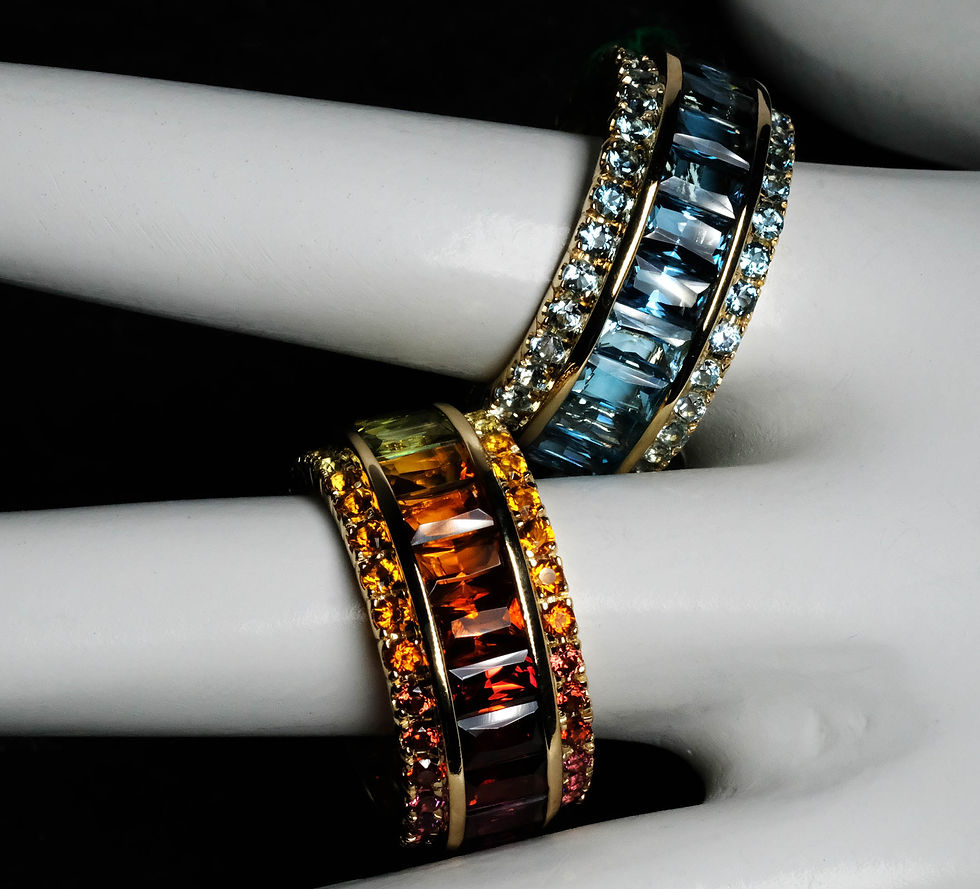 Thumbnail: NEW Bellarri "Eternal Love" 14K Yellow Gold Multi-Gem Band Ring Size 7.5