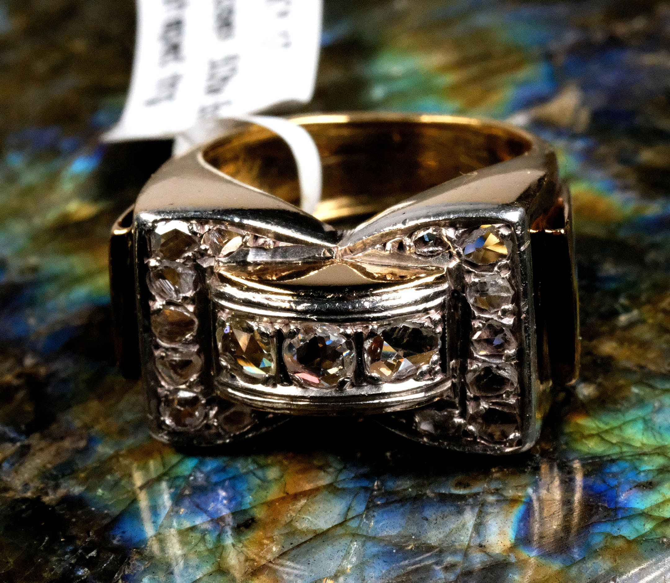 Vintage 18K Arabic .50ctw Rosecut Diamond Ring 9.8gms Sz 6.75