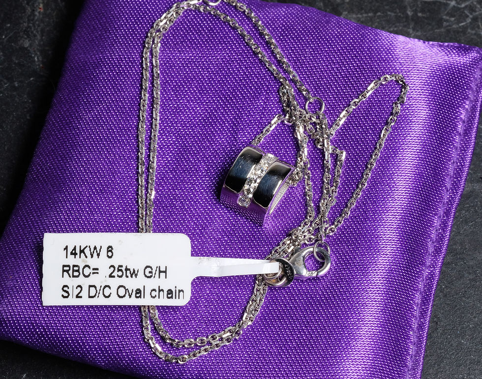 Thumbnail: Pre-Owned 14K WG Half Pipe Diamond Slider Pendant w/ 17" Chain