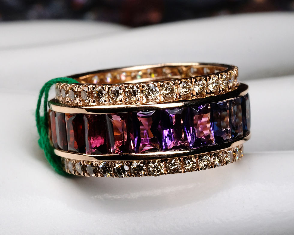 Thumbnail: NEW Bellarri "Eternal Love" 14K RG Multi-Gemstone Diamond Ring Sz 7.5