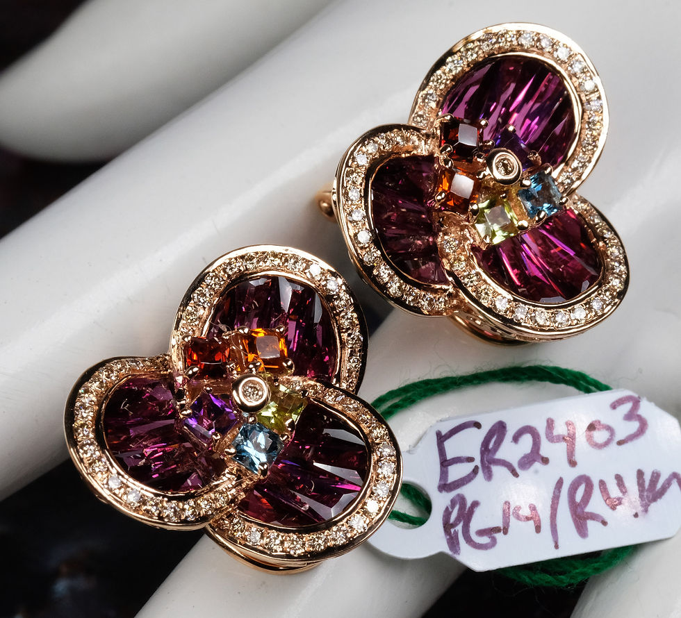 Thumbnail: NEW Bellarri "Summertime" 14K Multi-Gemstone Flower Earrings
