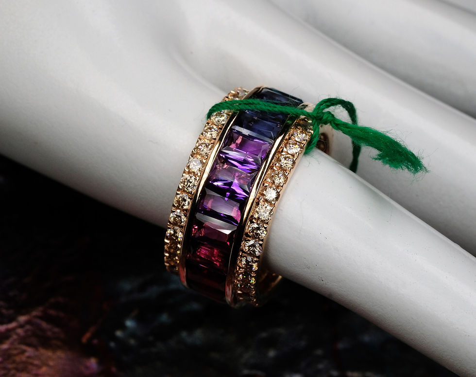 Thumbnail: NEW Bellarri "Eternal Love" 14K RG Multi-Gemstone Diamond Ring Sz 7.5