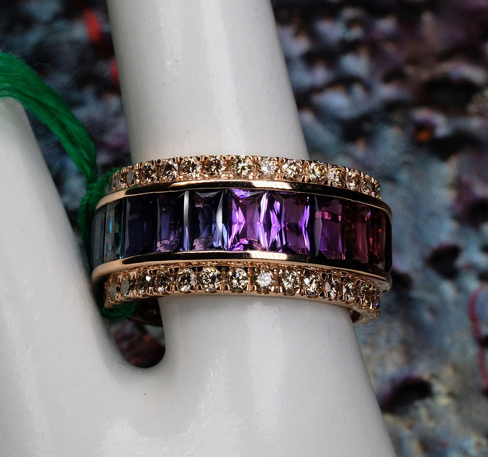 Thumbnail: NEW Bellarri "Eternal Love" 14K RG Multi-Gemstone Diamond Ring Sz 7.5