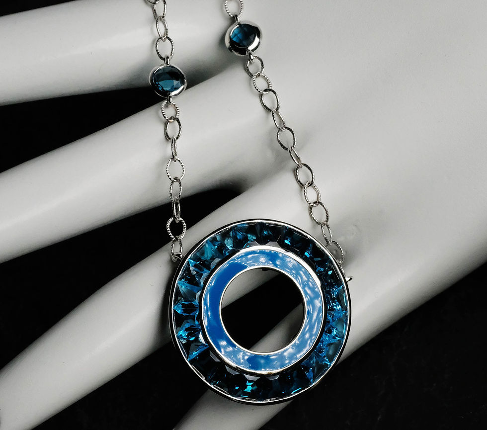 Thumbnail: NEW Bellarri "Napoli" 14K WG Swiss & London Blue Topaz Enamel Necklace