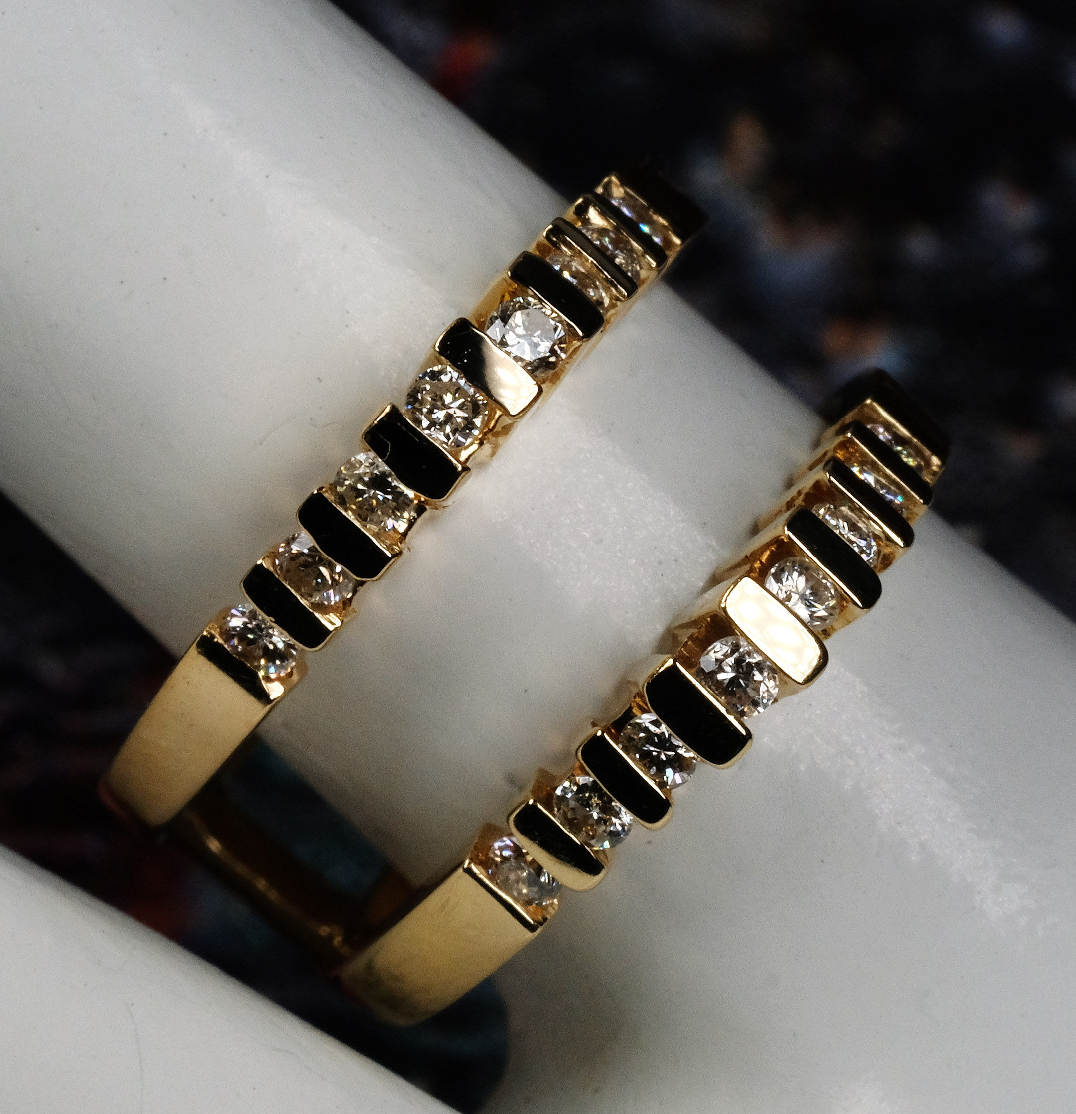 Pre-Owned 14K YG Double Band Diamond Ring 5.1gms Size 6.5