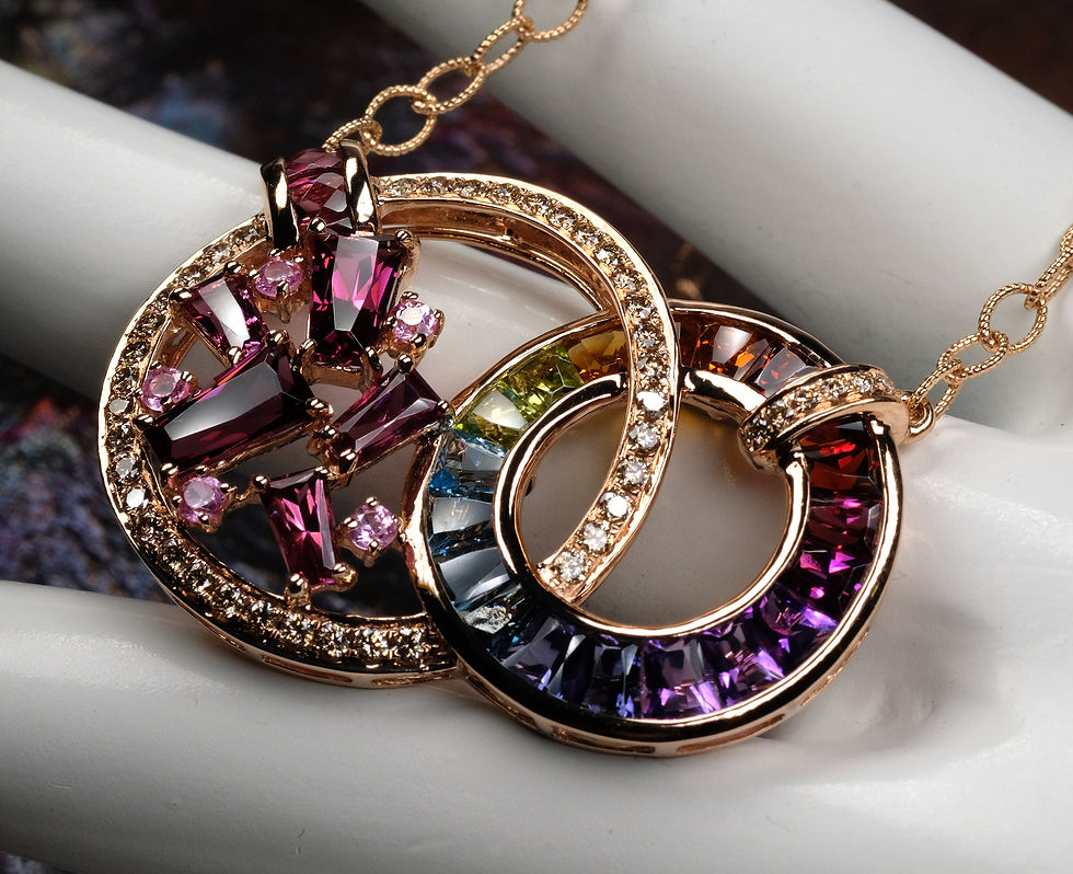 Thumbnail: NEW Bellarri "Rhapsody" 14K RG Multi-Gem Rhodolite Necklace