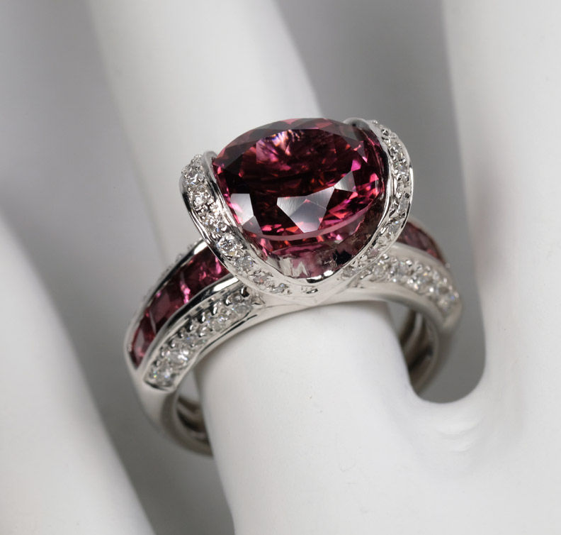 Thumbnail: Bellarri "La Petite" 18K White Gold, Pink Tourmaline & Diamond Ring
