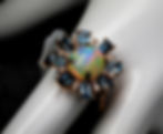 Thumbnail: NEW Bellarri "Athena" 14K RG Opal Blue Topaz Champagne Diamond Ring Sz 7