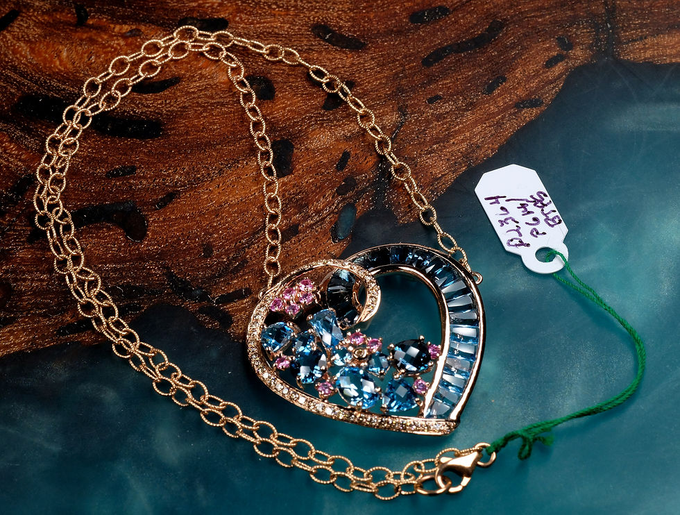 Thumbnail: NEW Bellarri "Sweetheart" 14K RG Topaz Sapphire Necklace
