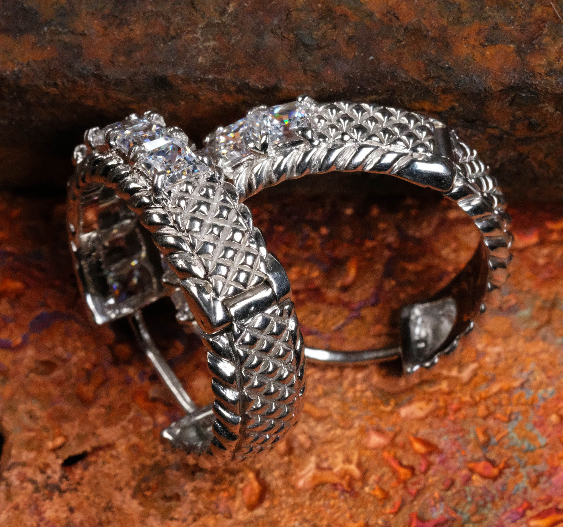 Pre-Owned Judith Ripka Sterling Silver CZ Huggie Hoop Earrings