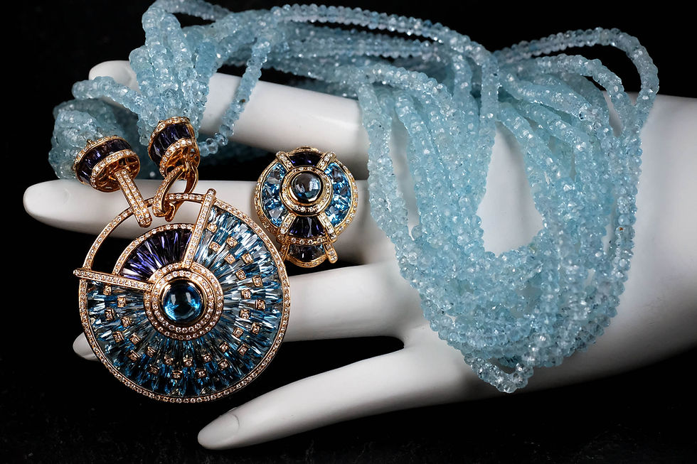 Thumbnail: Pre-Owned Bellarri "Circle of Love" 18K Topaz Iolite Necklace + Ring Set
