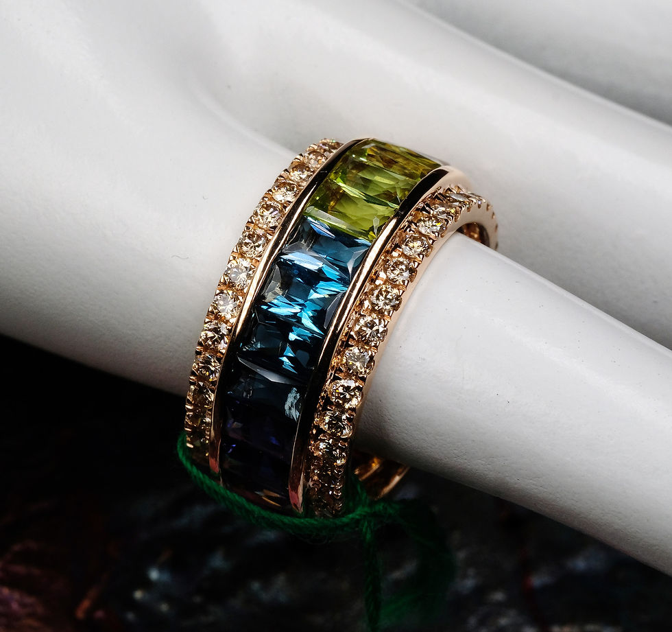 Thumbnail: NEW Bellarri "Eternal Love" 14K RG Multi-Gemstone Diamond Ring Sz 7.5