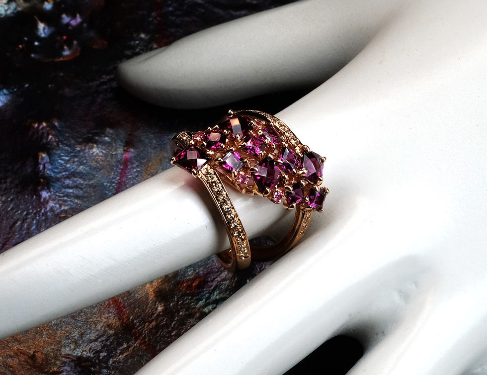 Thumbnail: Pre-Owned Bellarri "Lily" 14K RG Rhodolite Sapphire Ring Size 7