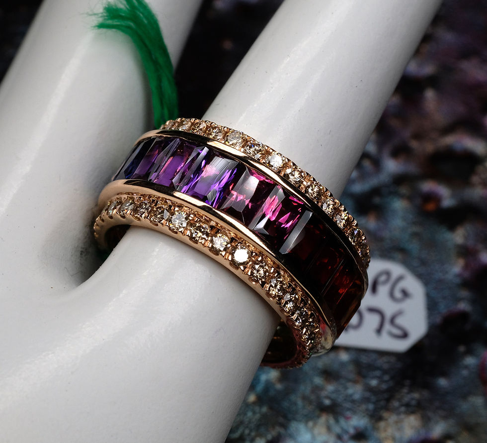 Thumbnail: NEW Bellarri "Eternal Love" 14K RG Multi-Gemstone Diamond Ring Sz 7.5