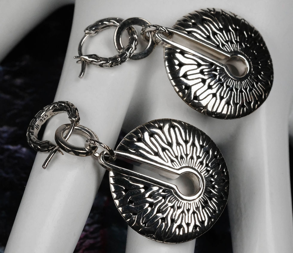 Thumbnail: Pre-Owned John Hardy Sterling Silver Radial Amulet Earrings