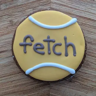 "Fetch" tennis ball cookie by Red Dog Bakery