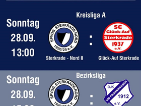 Spielankündigung unserer Heimspiele für Sonntag, den 28.09.2025 
