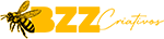 Marca BZZ Criativos - Positiva - Para BG Escuro - Com Borda no Simbolo - 150px.png