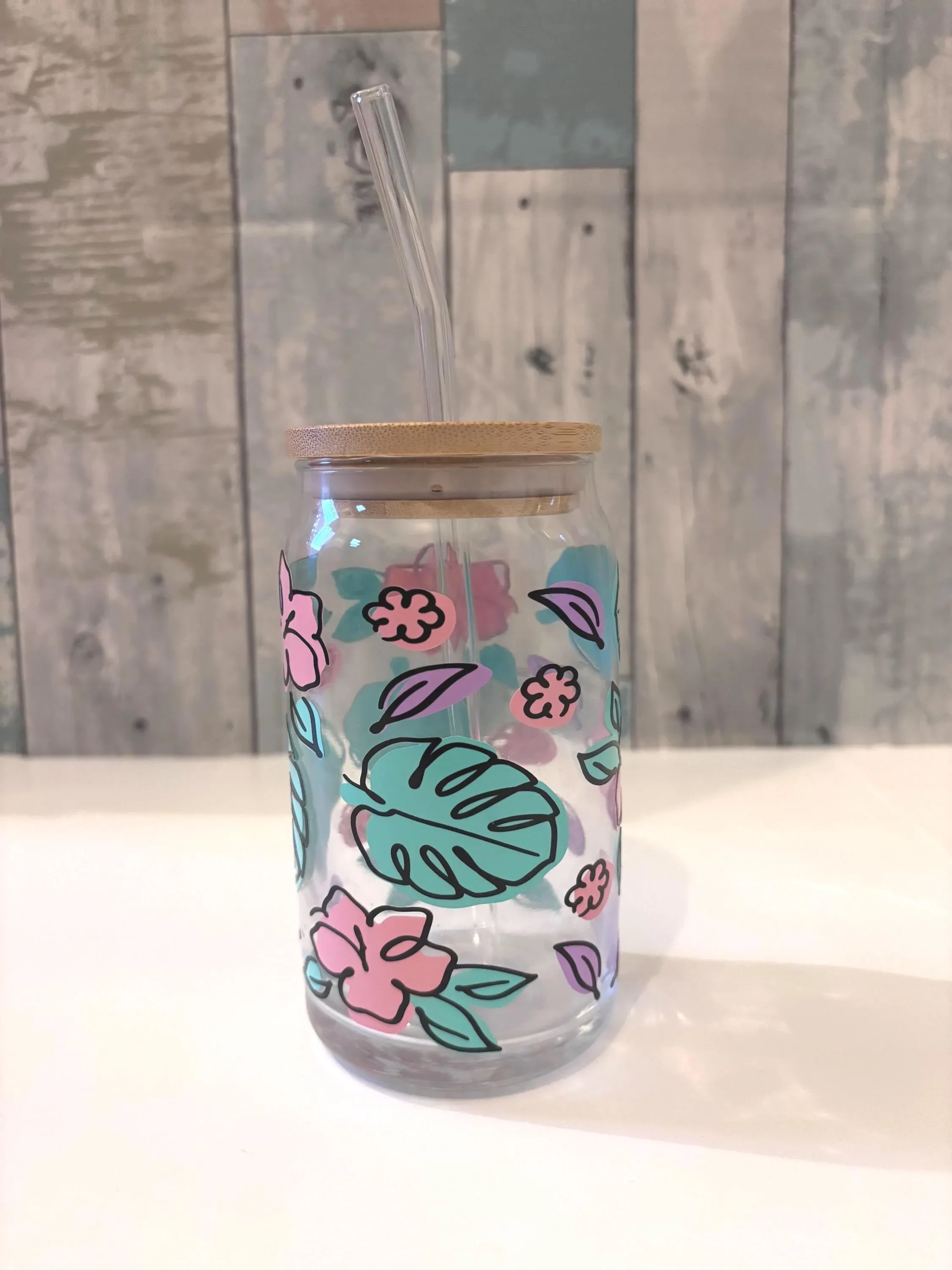 Leaf Style Glass Tumbler