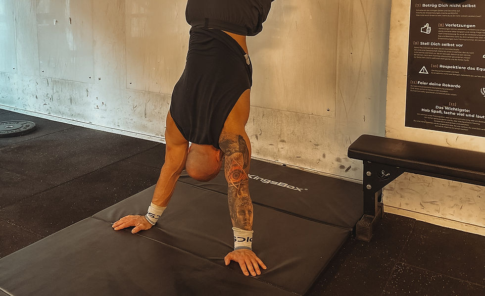 Athlete doing wall walks