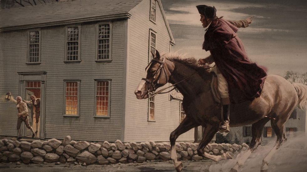 Paul Revere riding out to warn Lexington & Concord that "The British are coming"