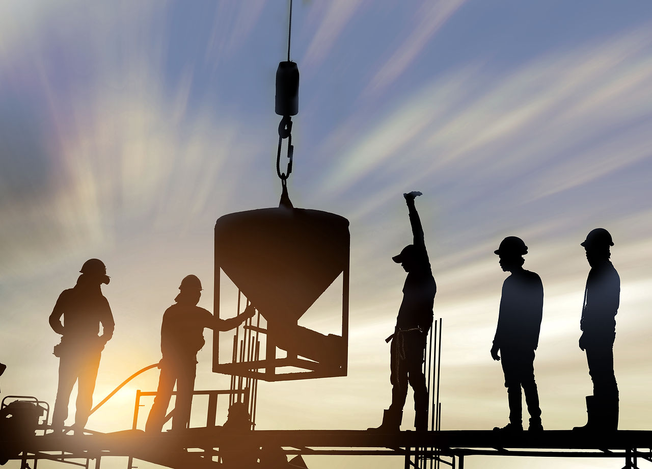 Construction Workers at Sunset
