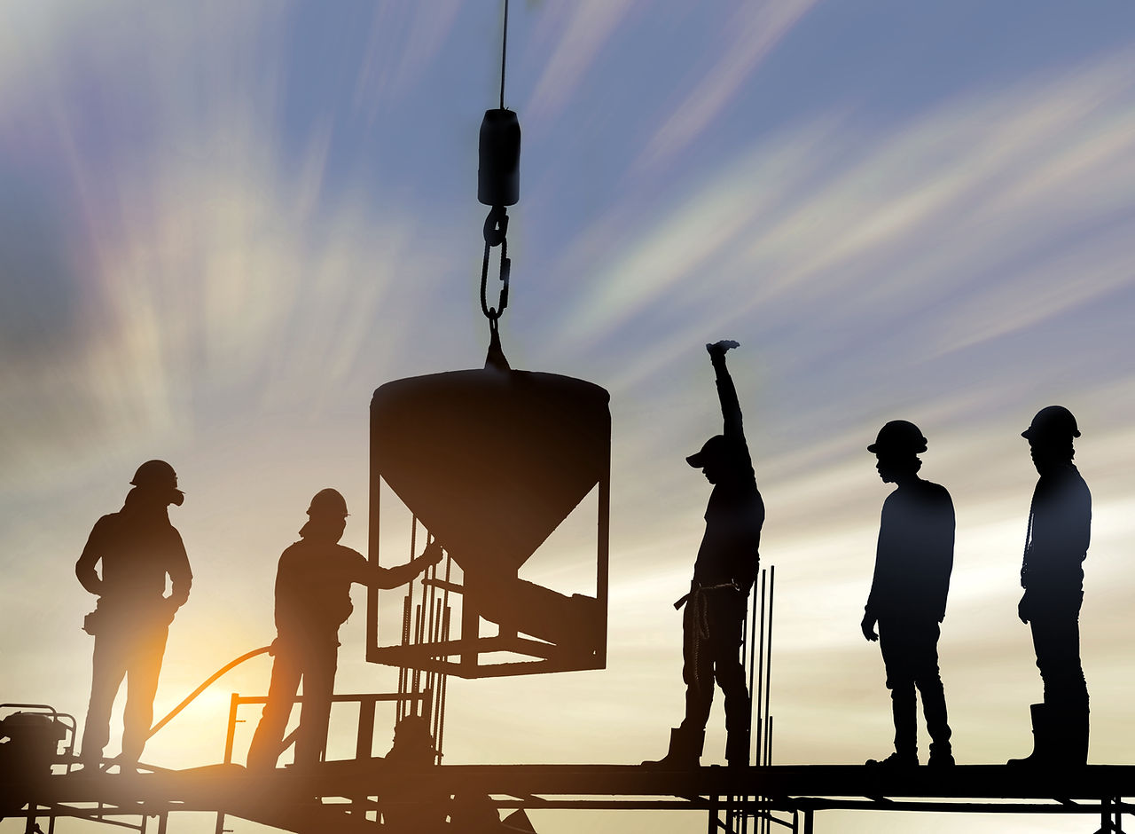 Construction Workers at Sunset