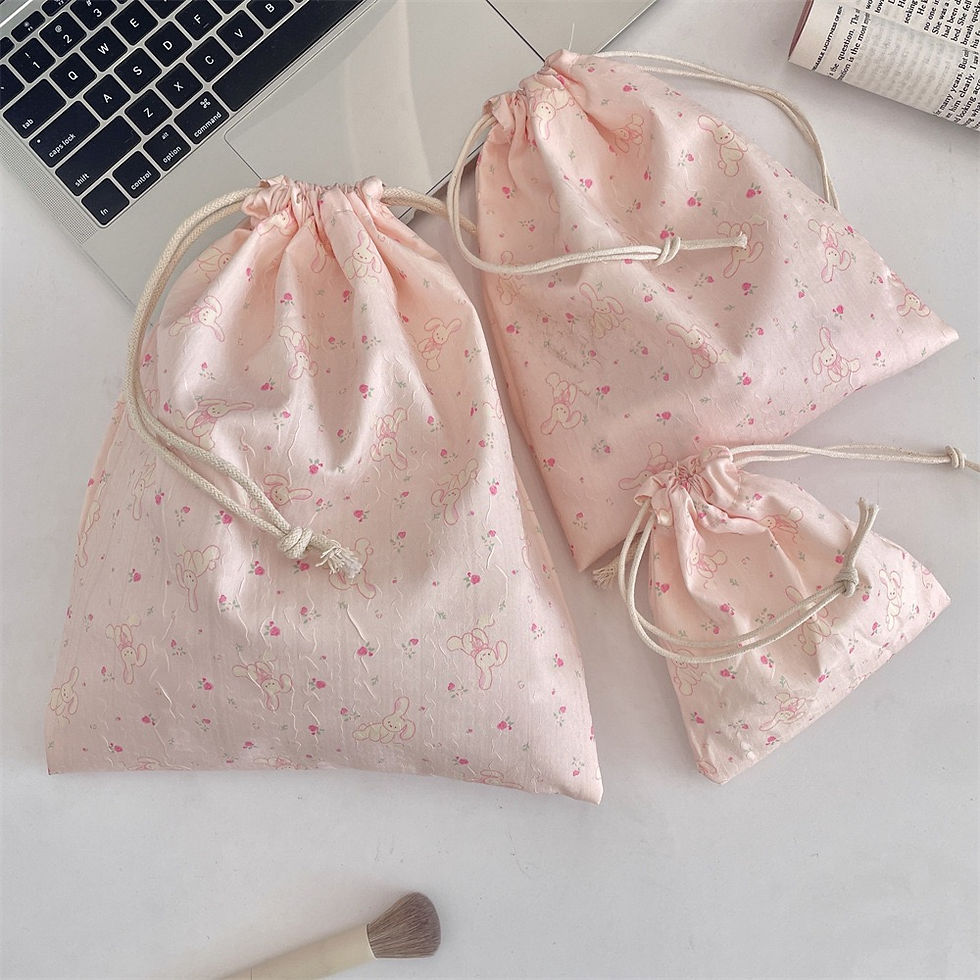 Miniature : Reusable Fabric Drawstring Gift Bag ( x8 )