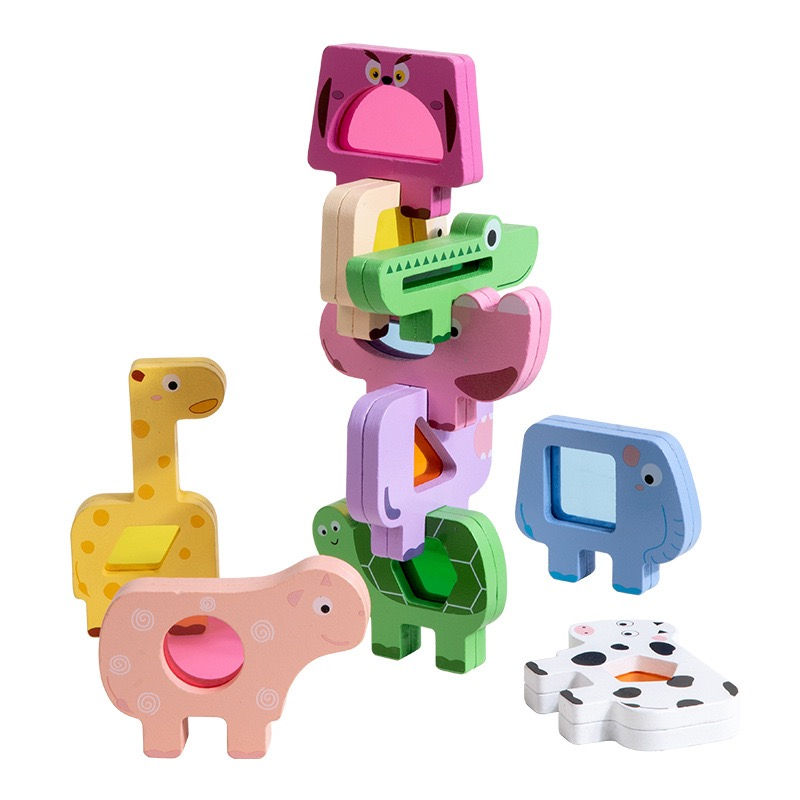 Thumbnail: Wooden Balance Stacking Game – Animals & Vehicles