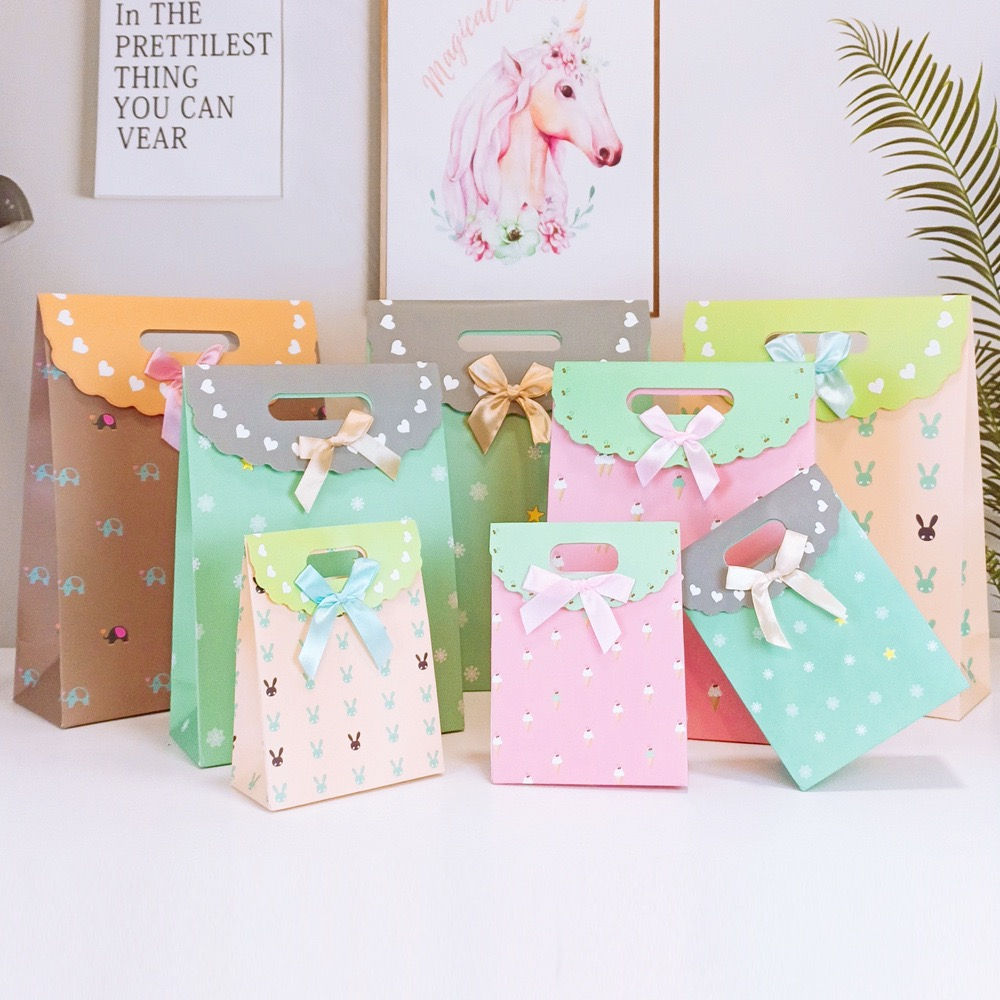 Pastel Ribbon Gift Bag Set ( x8 )