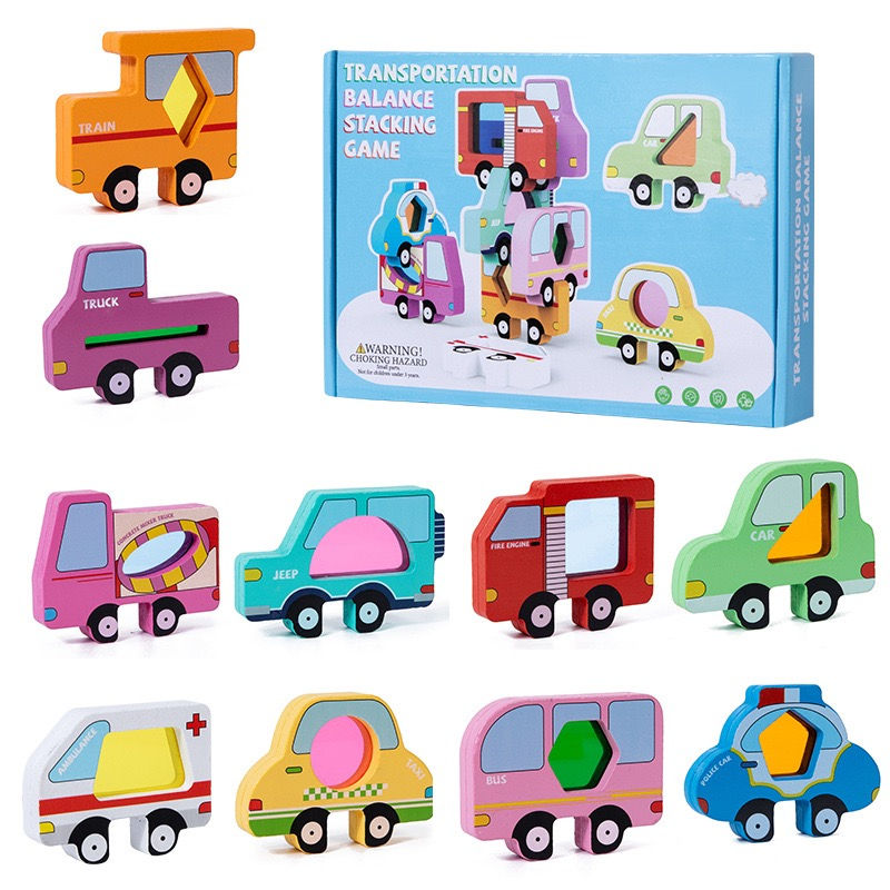 Thumbnail: Wooden Balance Stacking Game – Animals & Vehicles