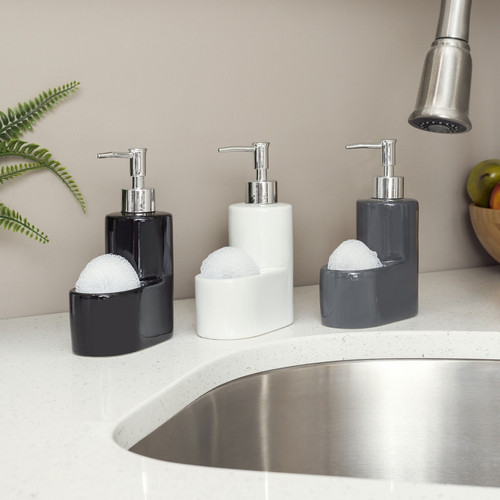 Soap Dispenser with Sponge Holder- Ceramic