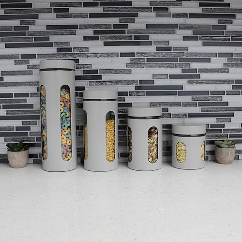 4 Pc Canister Set Grey
